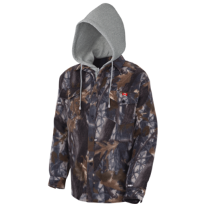 QUILTED HOODED POLAR FLEECE SHIRTS - CAMOUFLAGE PLAID